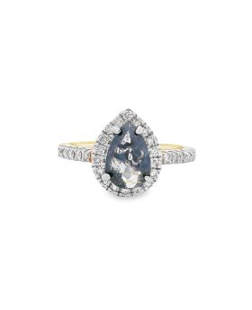Diamond Halo Pear Ring Yellow