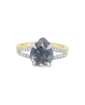 Split Shank S+P Pear Ring Yellow