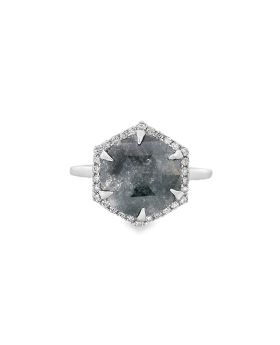 Hexagon Halo Round S+P Ring