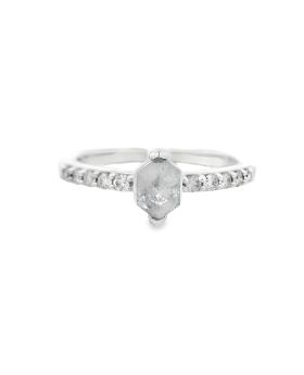 Petite Long Hex S+P Ring