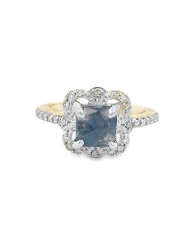 Ornate Cushion S+P Ring Yellow