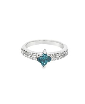 Double Row Clover Blue S+P Ring