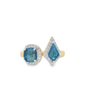 Kite Cushion Blue S+P Ring Yellow