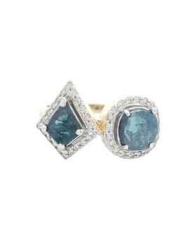 Kite Cushion Blue S+P Ring Yellow