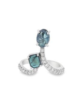 Ophi Two Stone S+P Blue Ring