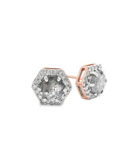 Round Hex S+P Earrings #2 Rose