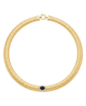 Thick Necklace with Black Onyx Center