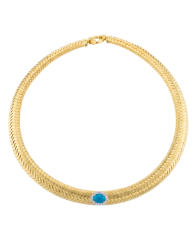 Thick Necklace with Turquoise Center